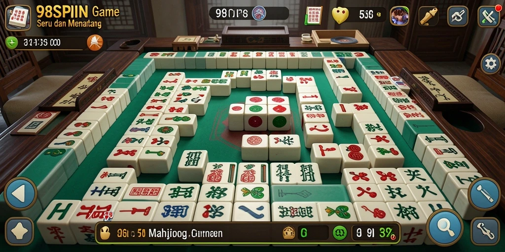 Tampilan menarik dari gameplay Mahjong di 98SPIN.