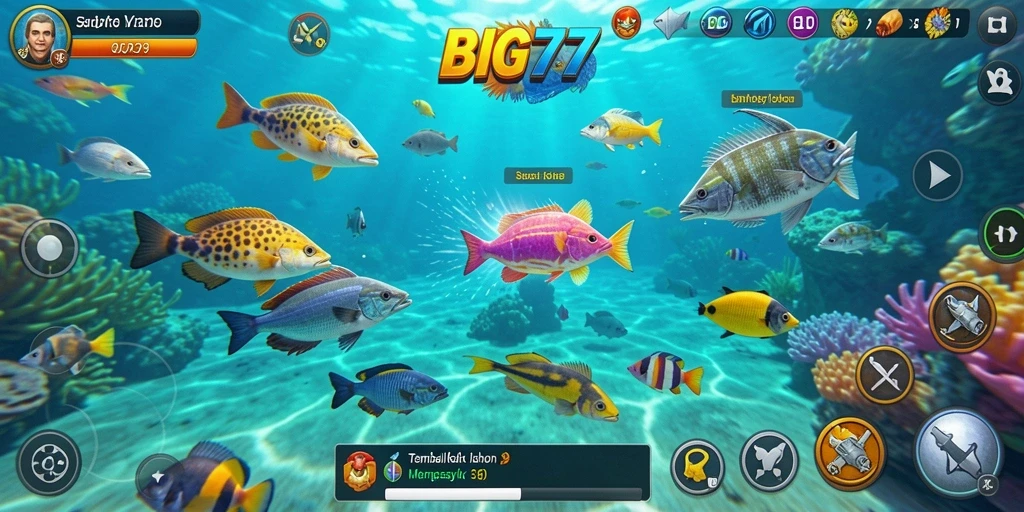 Tampilan gameplay Tembak Ikan yang seru dan menarik di BIG77.