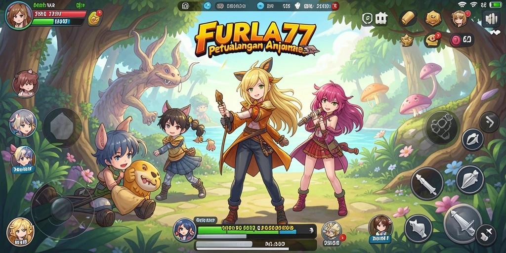 Tangkapan layar FURLA77 menunjukkan aksi pertarungan seru dalam game Anime.