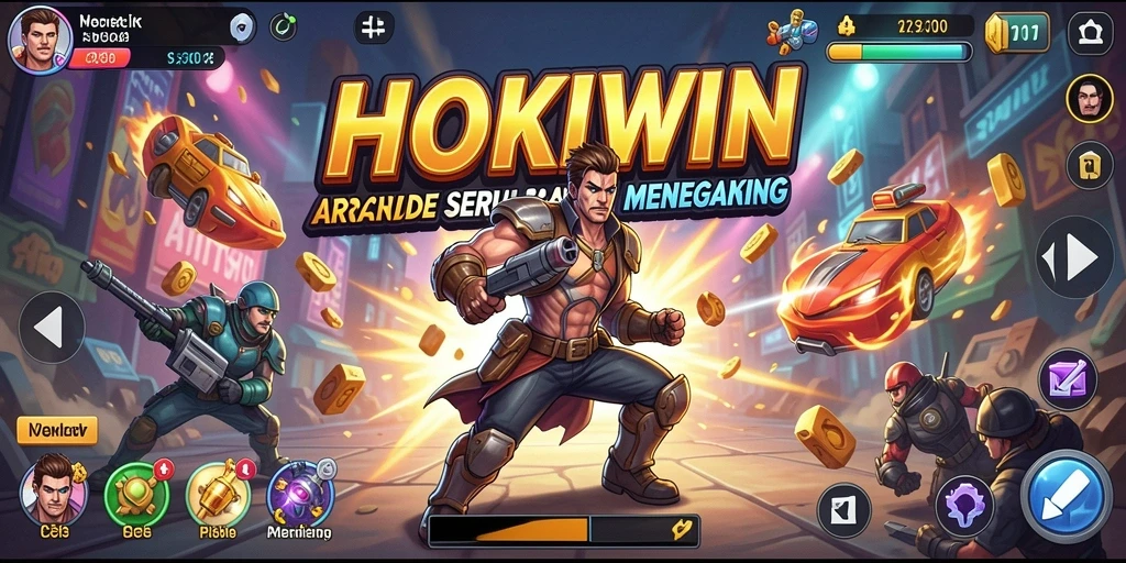 Tampilan gameplay seru HOKIWIN dengan aksi arcade yang menantang.